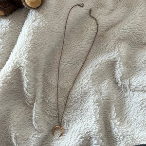 Gold necklace crescent moon upside down